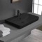 Drop In Bathroom Sink, Matte Black Ceramic, Rectangular